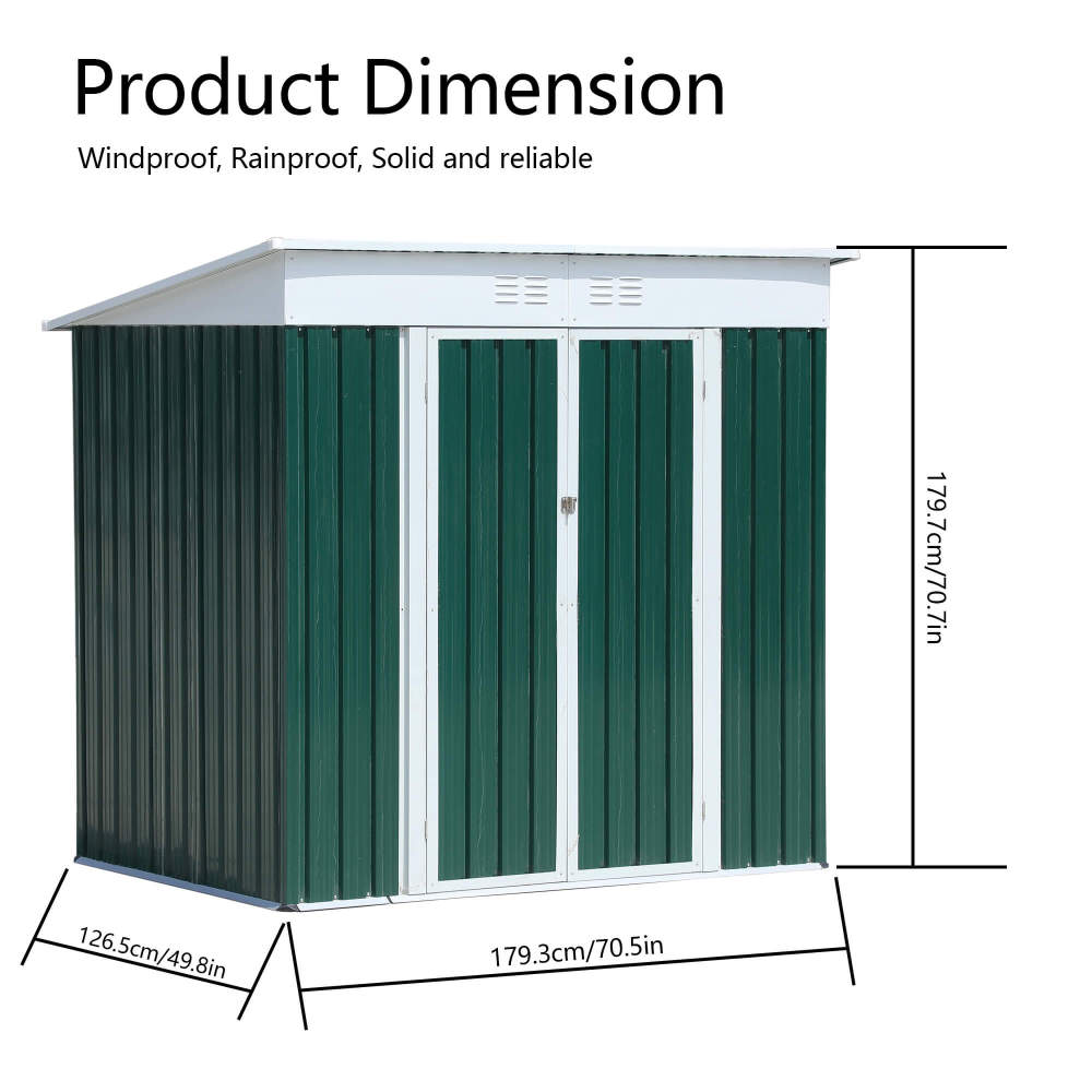 6x4 FT Pent Roof Outdoor Storage Sheds