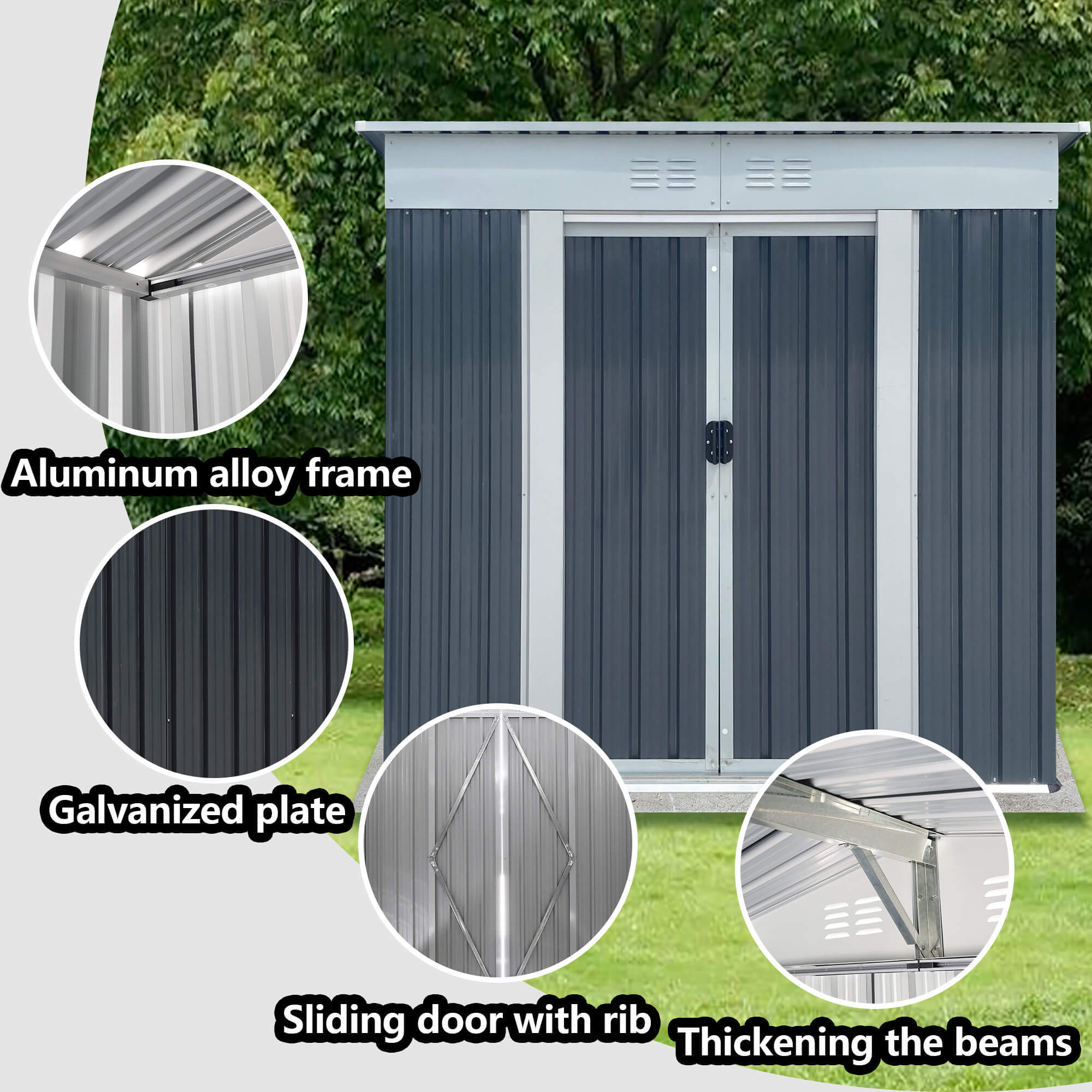 6x4 FT Pent Roof Outdoor Storage Sheds