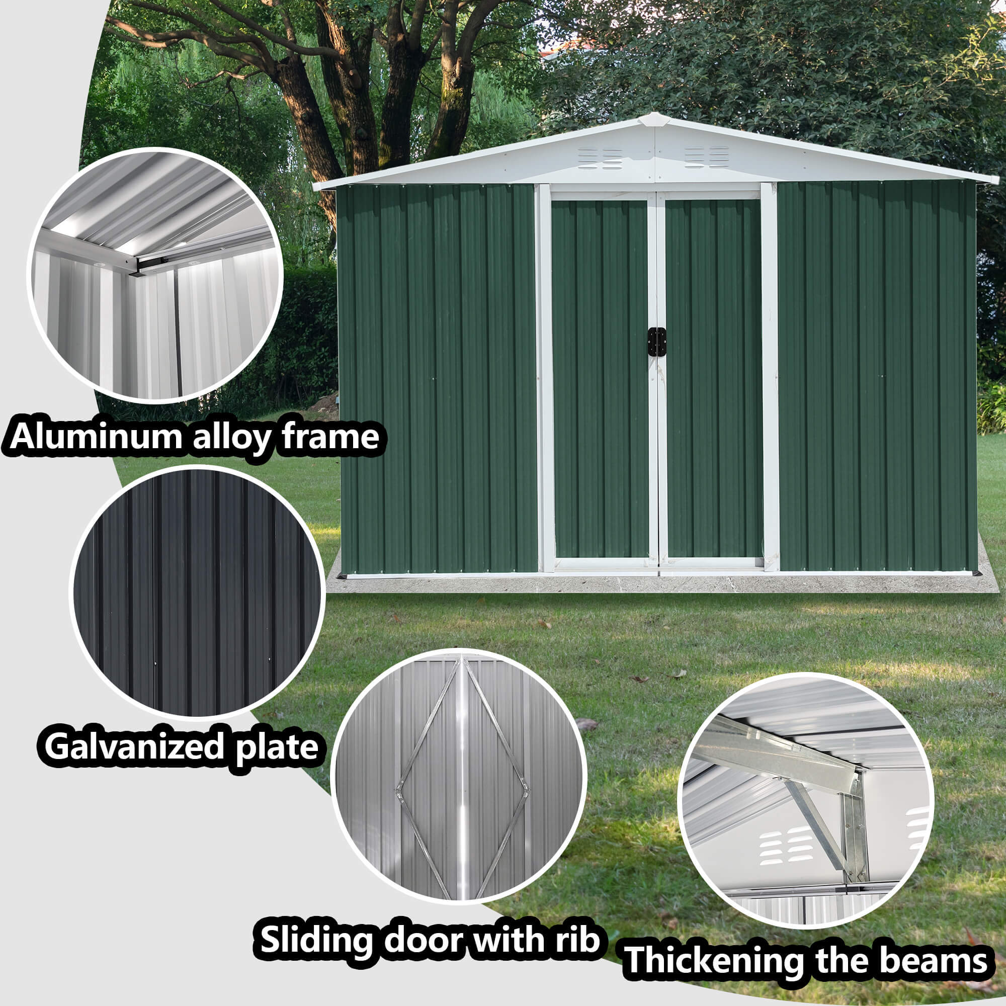 8x6 FT Apex Roof Outdoor Storage Shed