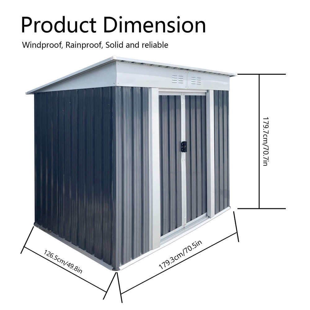 6x4 FT Pent Roof Outdoor Storage Sheds