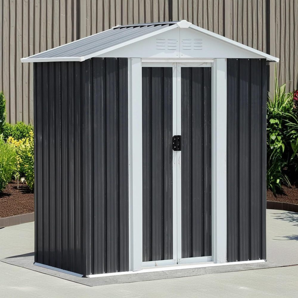 5x3FT Apex Roof Grey Outdoor Waterproof Garden Sheds