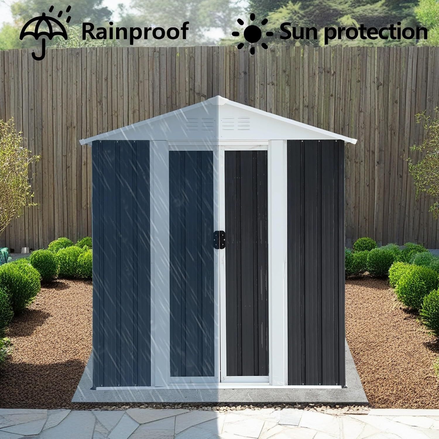 5x3FT Apex Roof Grey Outdoor Waterproof Garden Sheds