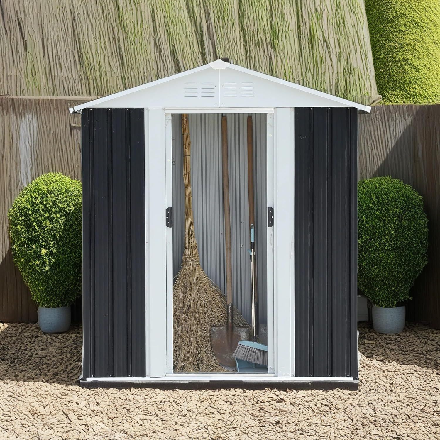 5x3FT Apex Roof Grey Outdoor Waterproof Garden Sheds