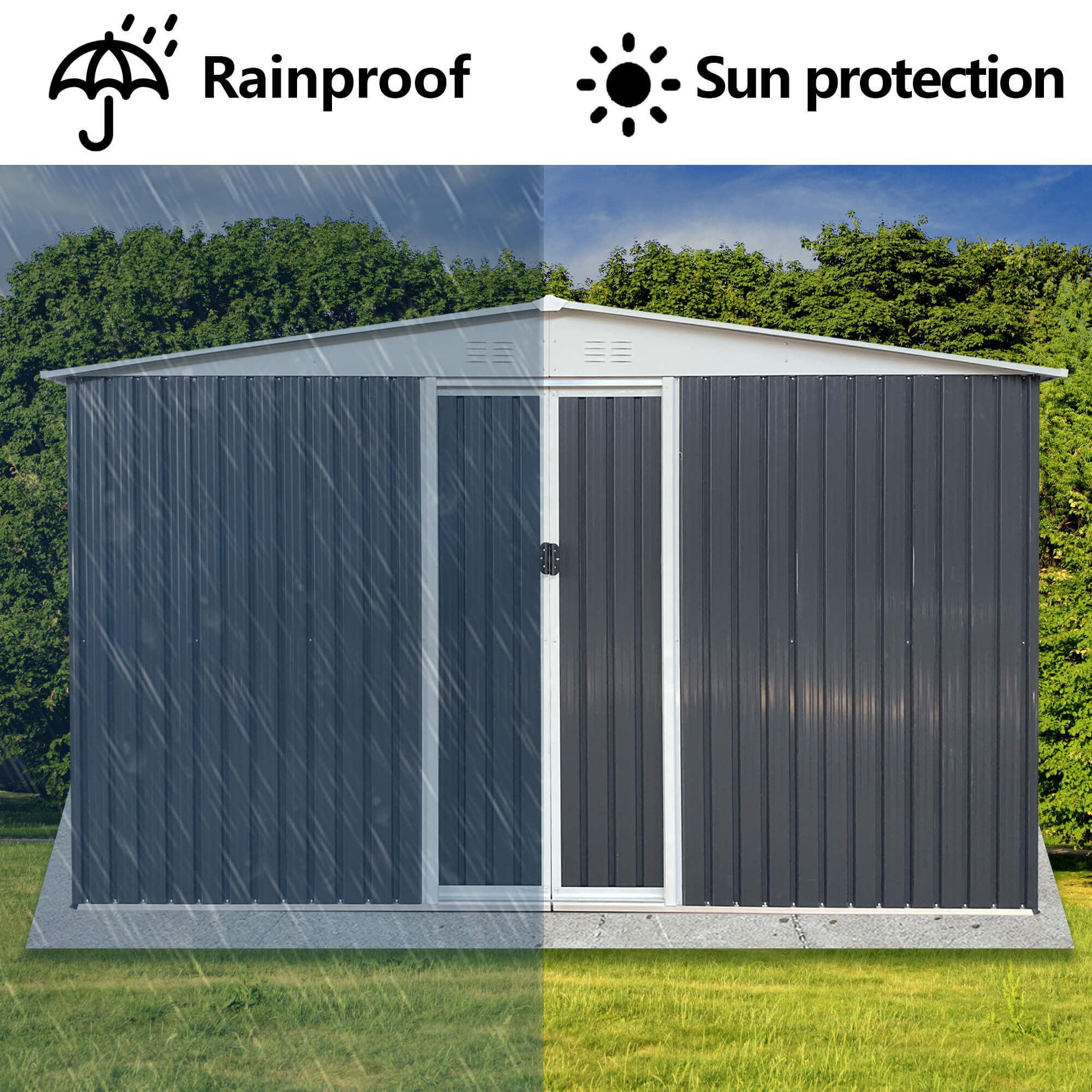 12x10 FT Apex Roof Storage Garden Shed with Windows