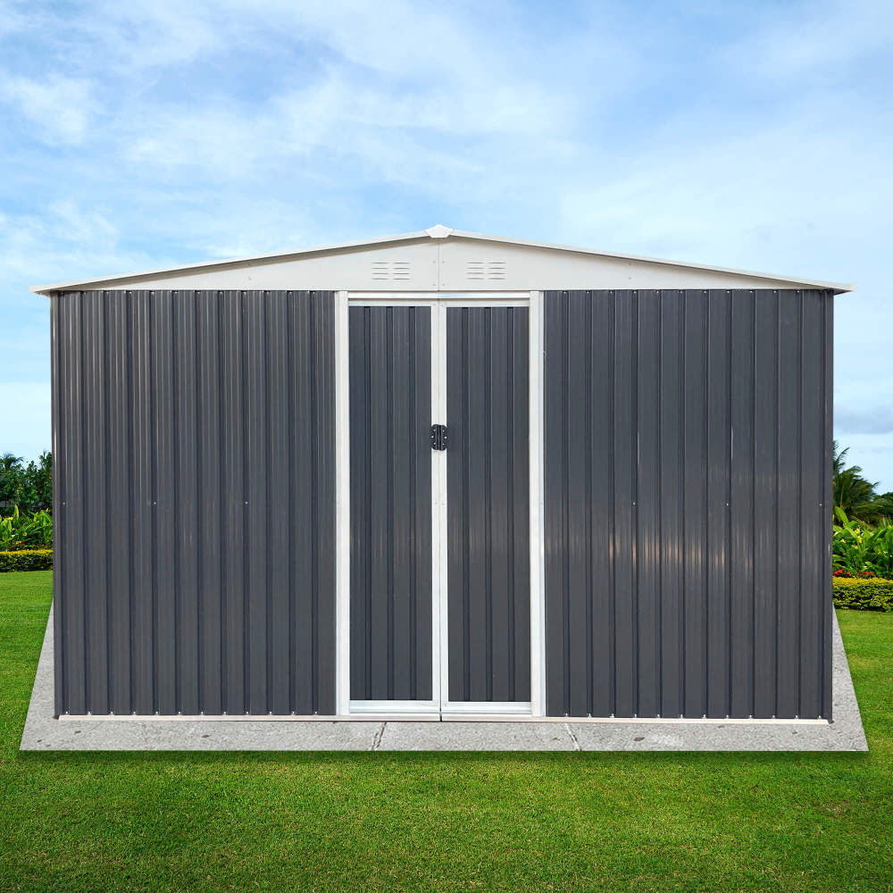 12x10 FT Apex Roof Storage Garden Shed with Windows