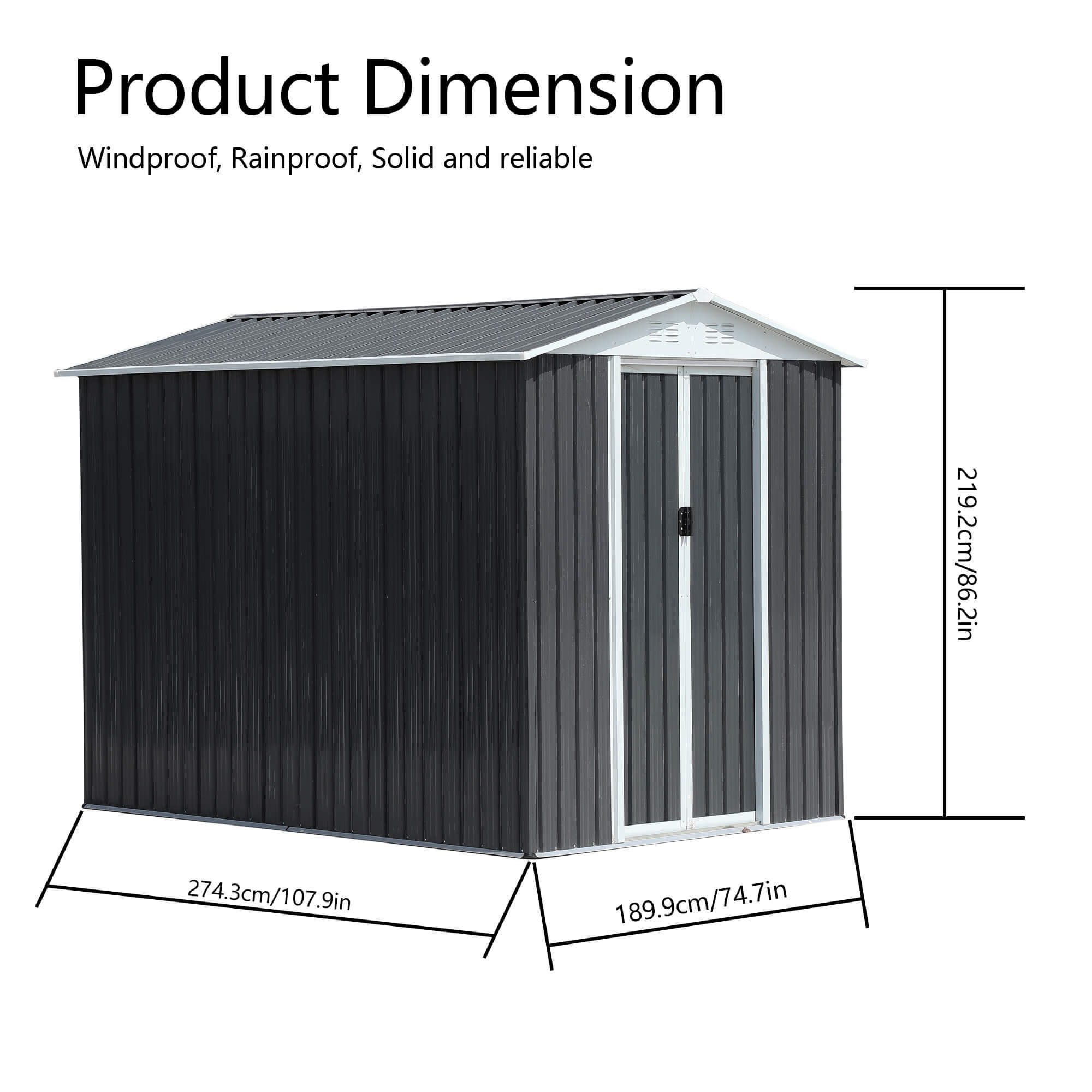 6x9 FT Apex Roof Metal Storage Shed