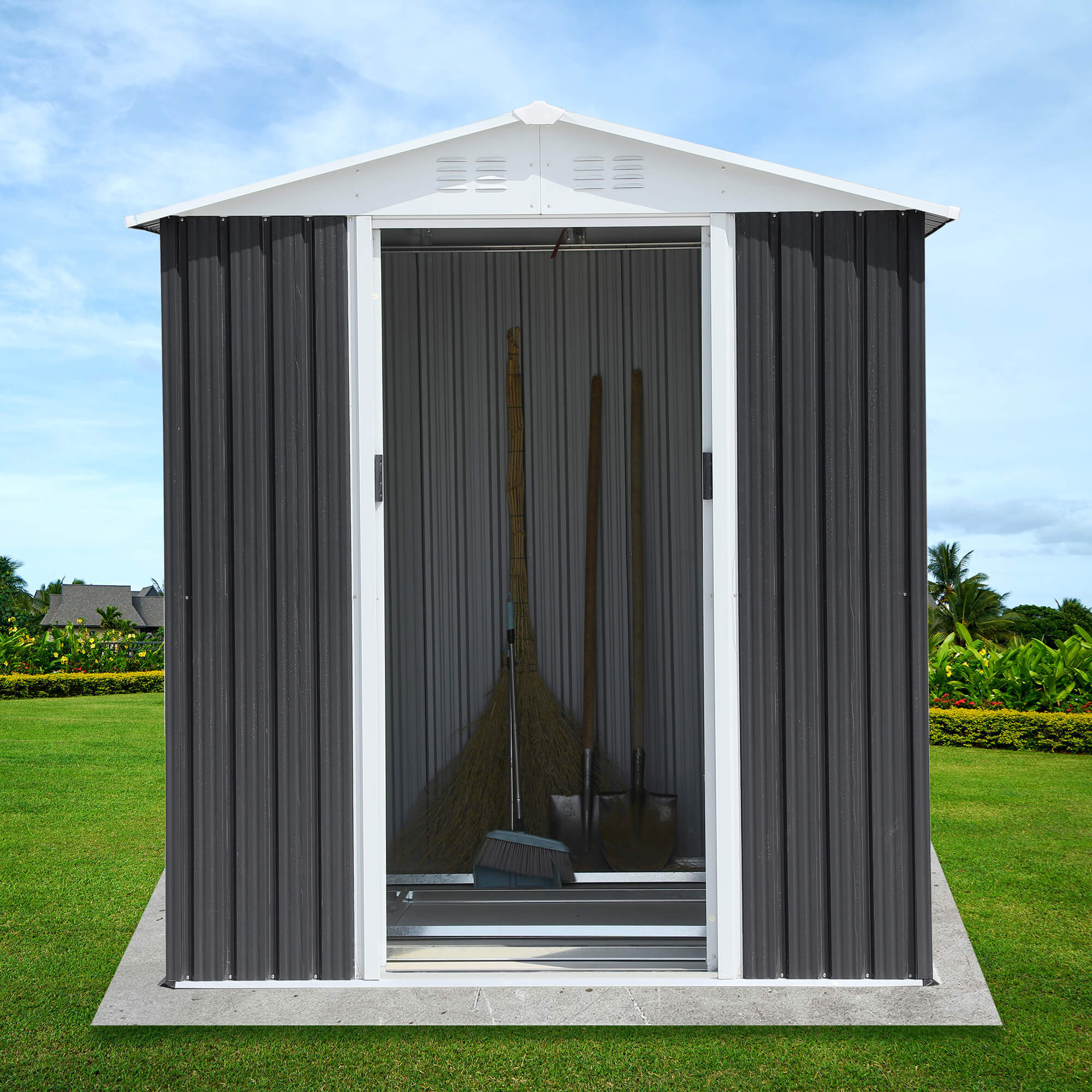 6x9 FT Apex Roof Metal Storage Shed