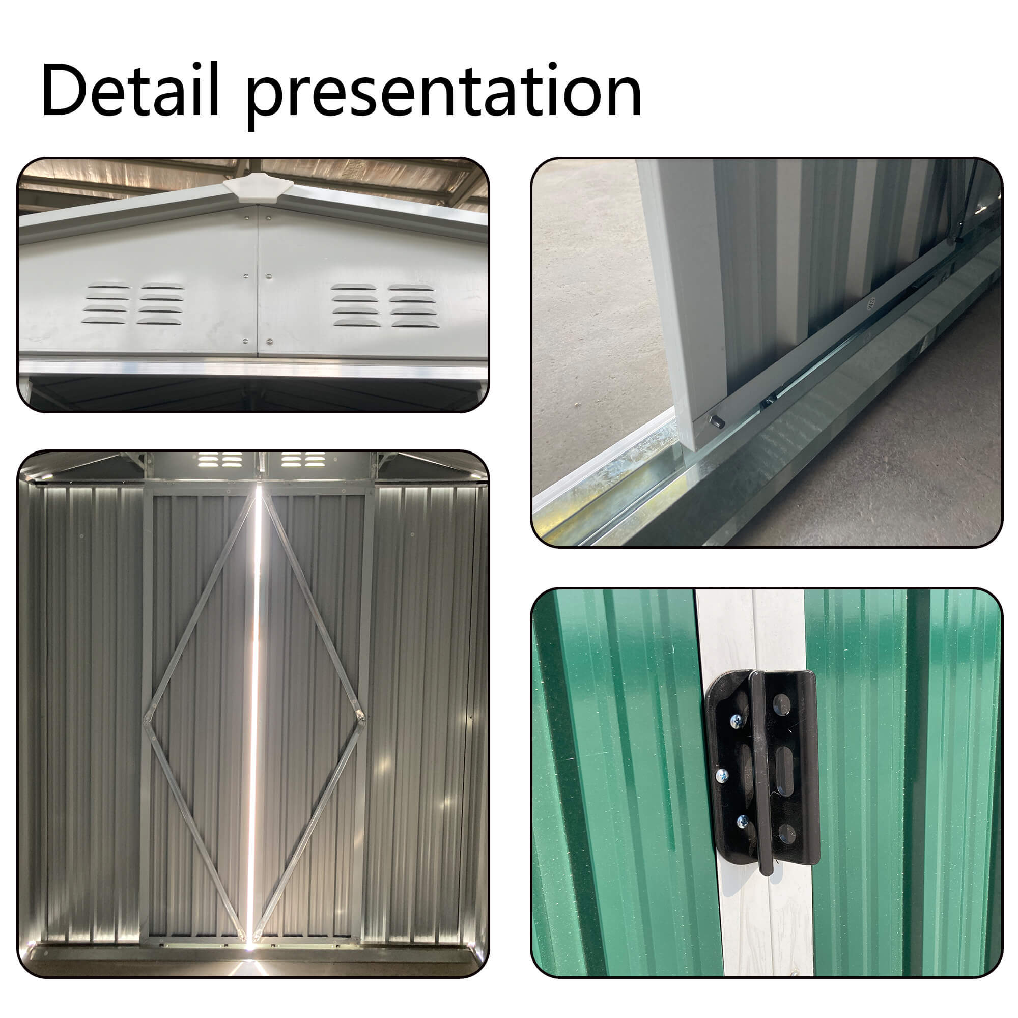 10x8 FT Apex Roof Metal Storage Shed with Windows