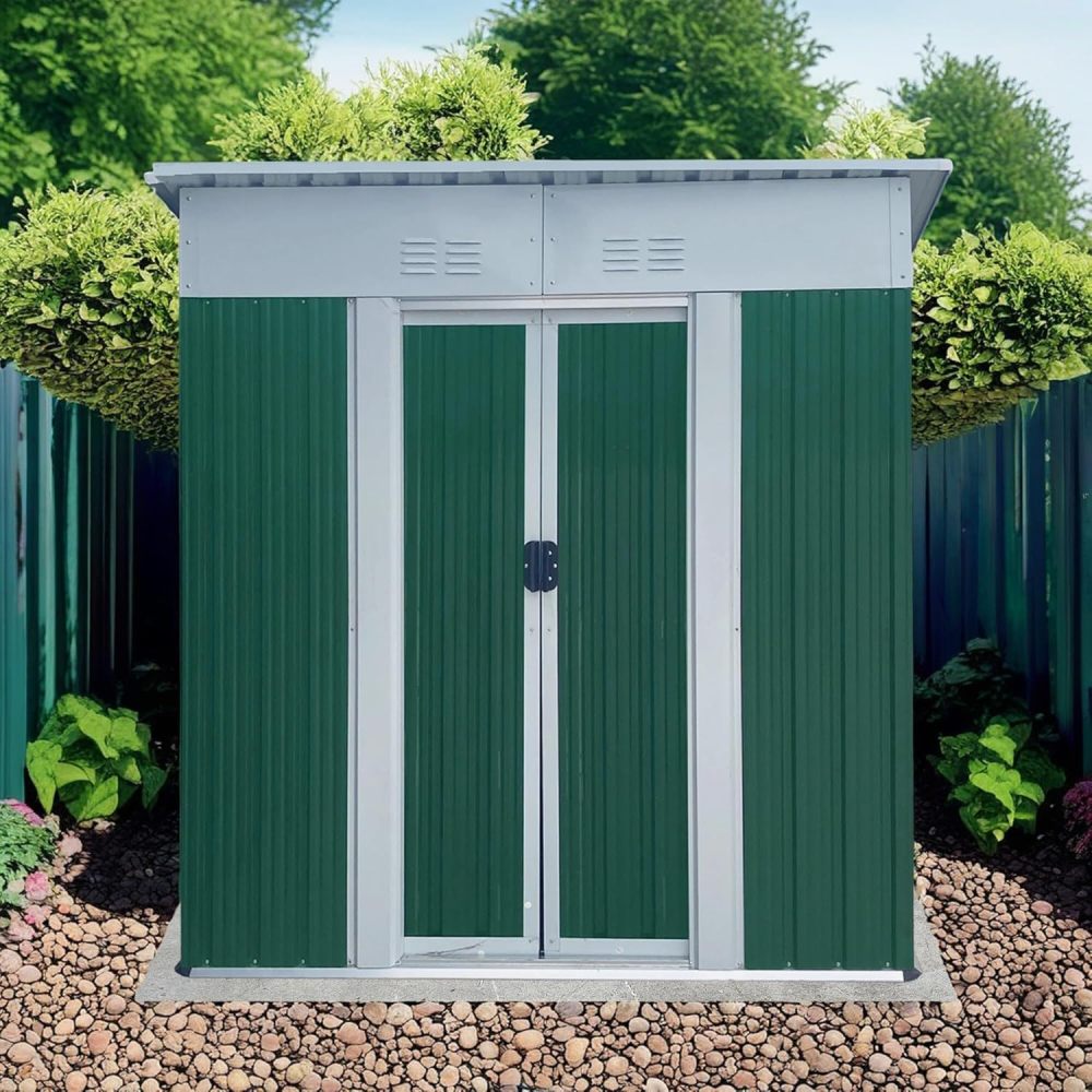 5X3 FT Pent Roof Metal Storage Sheds with Sliding Door