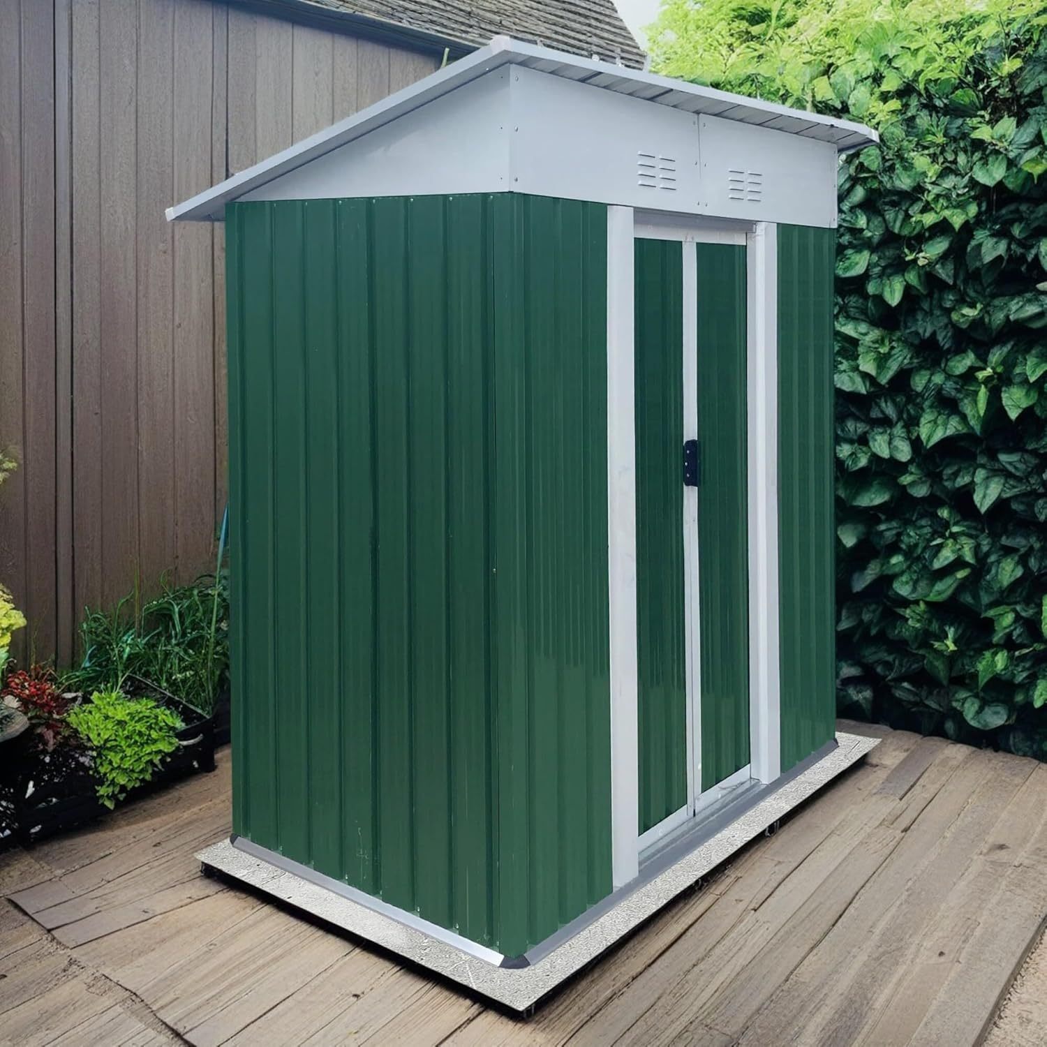 5X3 FT Pent Roof Metal Storage Sheds with Sliding Door