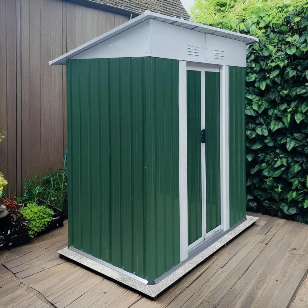 5X3 FT Pent Roof Metal Storage Sheds with Sliding Door