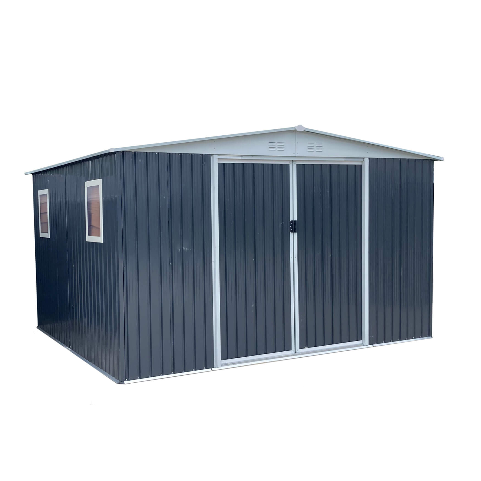 12x10 FT Apex Roof Storage Garden Shed with Windows