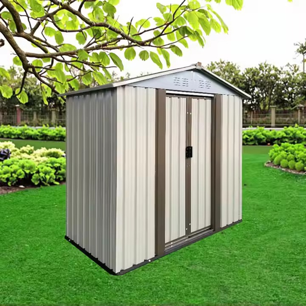 5x3FT Apex Roof Metal Garden Sheds - White