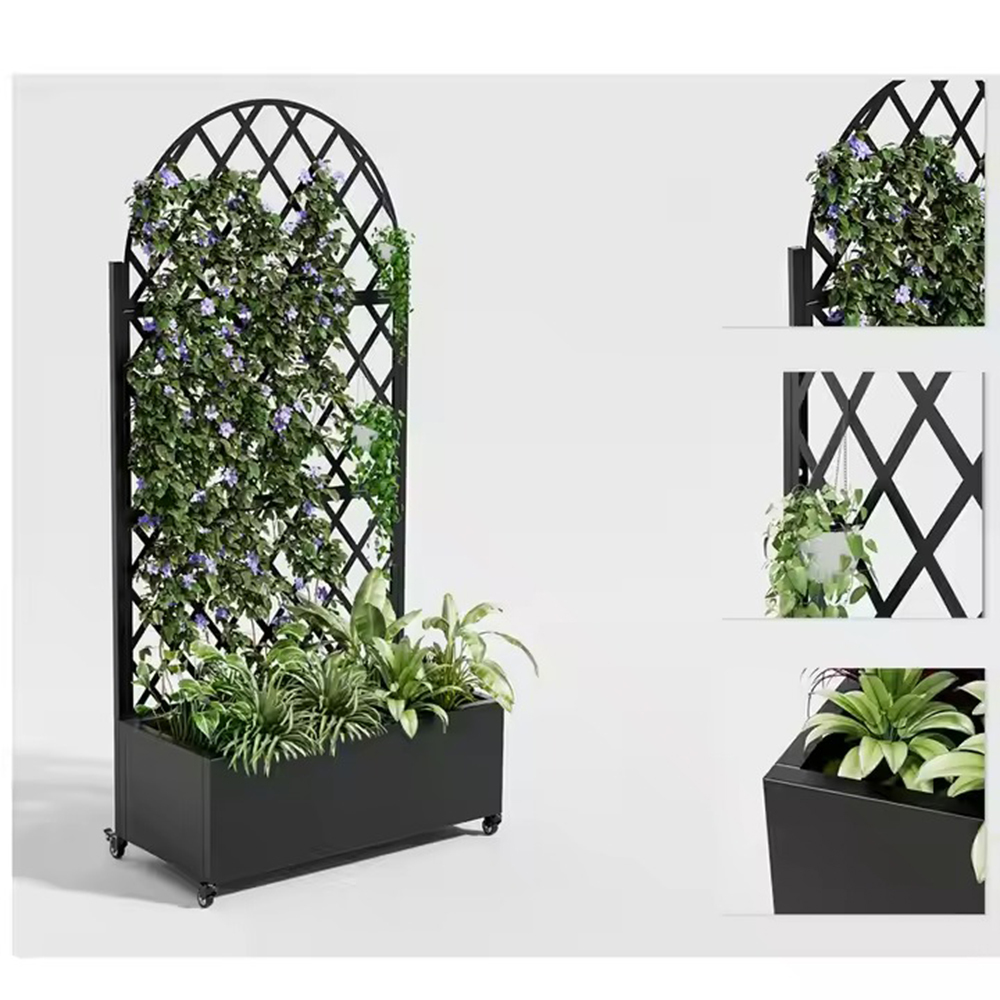 Movable Raised Garden Bed with Trellis