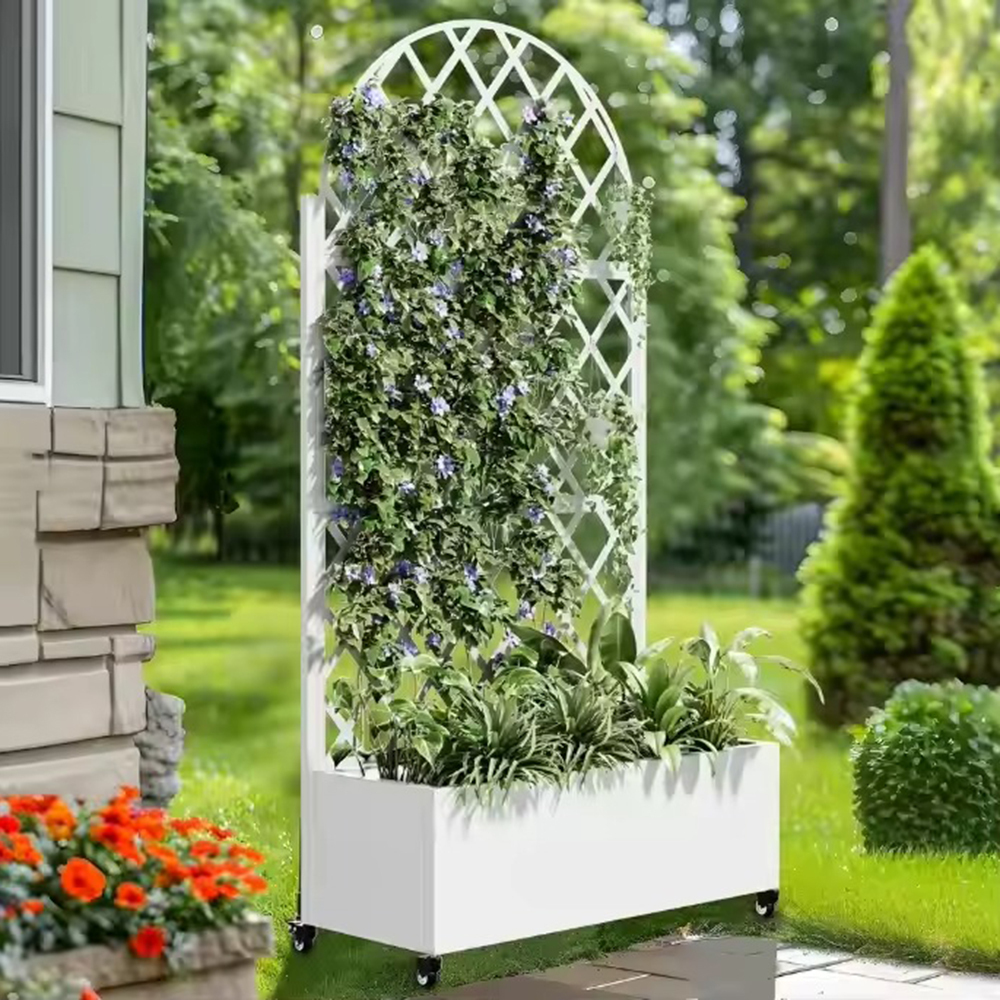 Movable Raised Garden Bed with Trellis