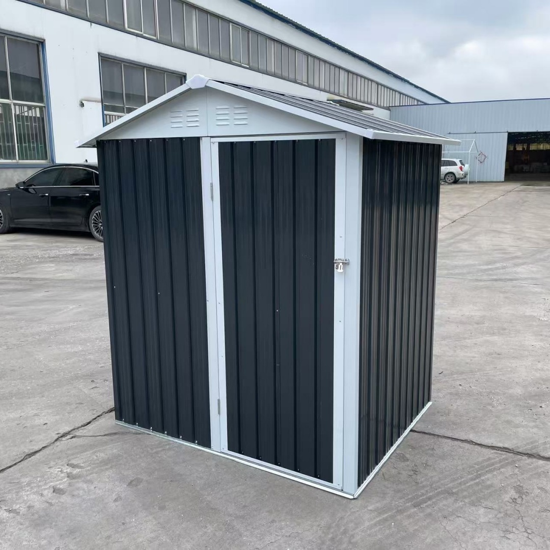 narrow metal shed