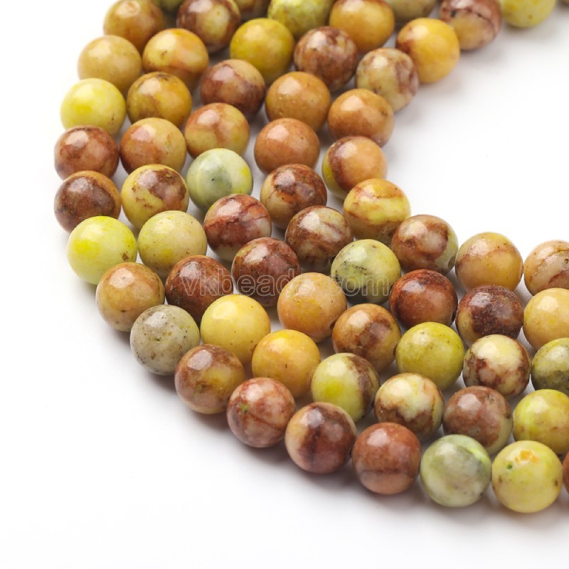 Dyed Yellow Color Dolomite Smooth Rounds, Approx 6-10mm, 38cm/strand