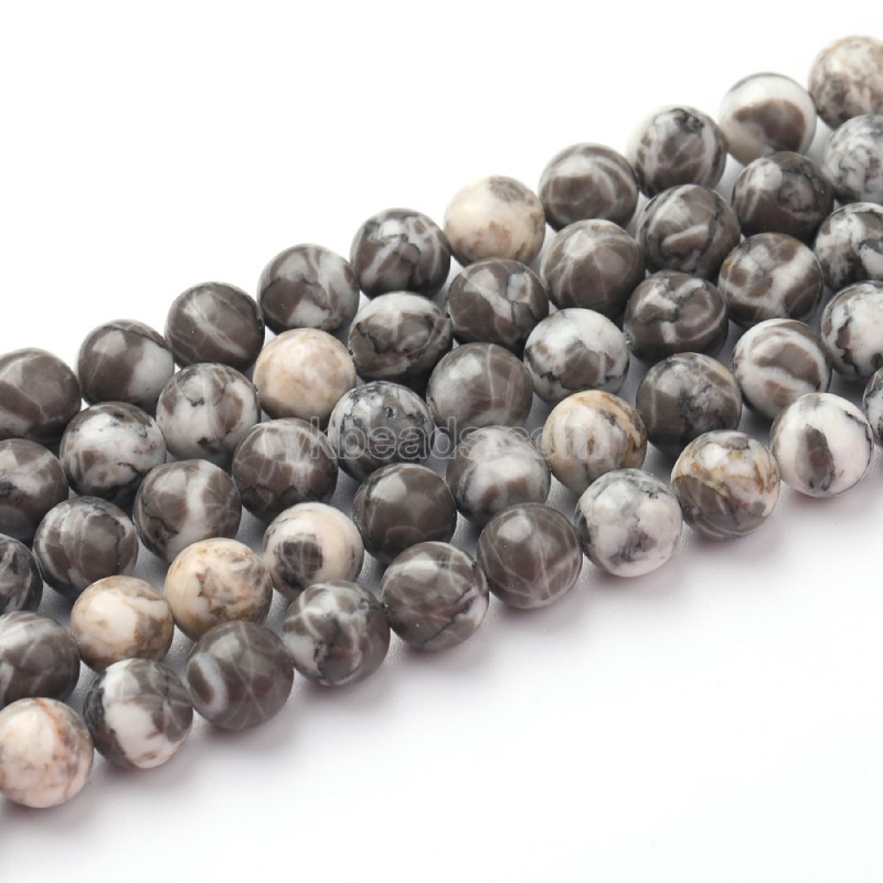 Natural Grey&White Jade Smooth Rounds, Approx 6-10mm, 38cm/strand