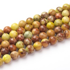 Dyed Yellow Color Dolomite Smooth Rounds, Approx 6-10mm, 38cm/strand