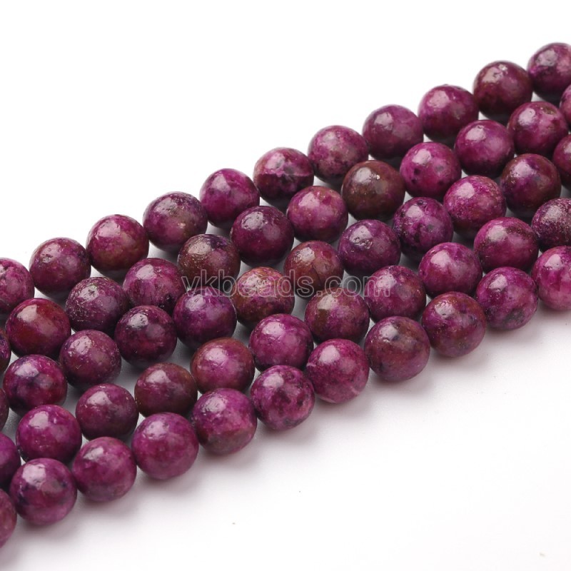 Dyed Dark Purple Color Calcite Smooth Rounds, Approx 6-10mm, 38cm/strand