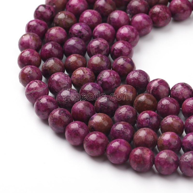 Dyed Dark Purple Color Calcite Smooth Rounds, Approx 6-10mm, 38cm/strand