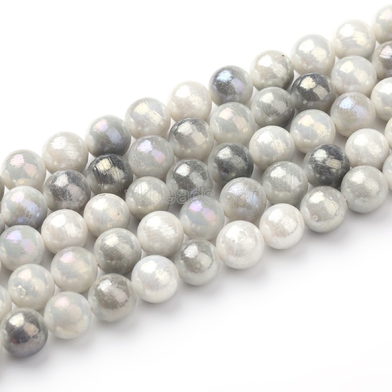 Rainbow Coated Dolomite Smooth Rounds, Approx 8mm, 38cm/strand