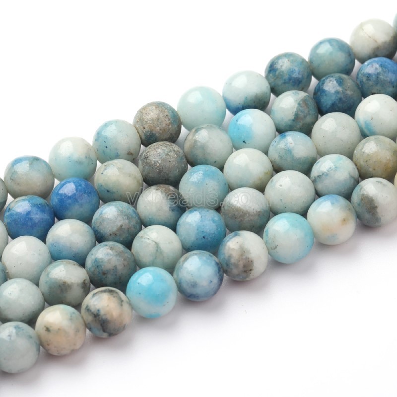 Dyed Color Blue Dolomite Smooth Rounds, Approx 6-10mm, 38cm/strand