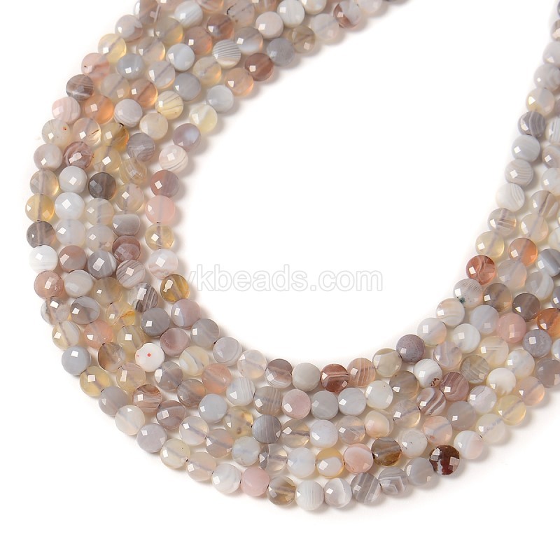 Botswana Agate Faceted Coins, Approx 4mm, 38-40cm/strand