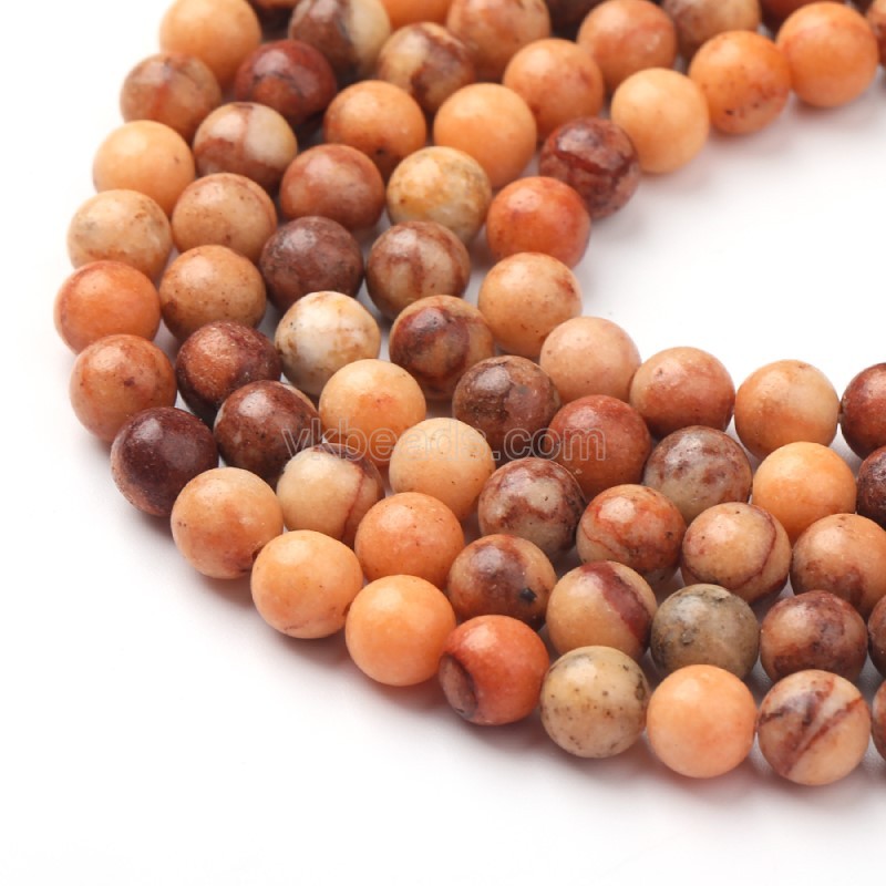 Dyed Orange Color Dolomite Smooth Rounds, Approx 6-10mm, 38cm/strand