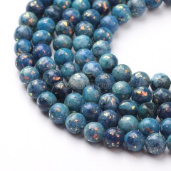 Dyed Dark Blue Opal Color Calcite Smooth Rounds, Approx 6-10mm, 38cm/strand