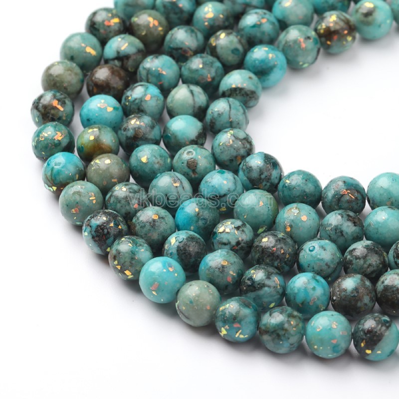 Dyed Blue Opal Color Calcite Smooth Rounds, Approx 6-10mm, 38cm/strand