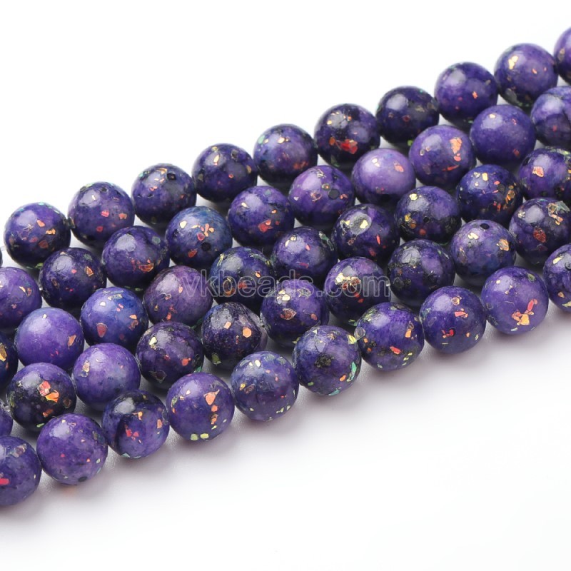 Dyed Purple Opal Color Stone Smooth Rounds, Approx 6-10mm, 38cm/strand