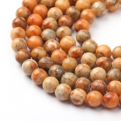 Dyed Orange Opal Color Calcite Smooth Rounds, Approx 6-10mm, 38cm/strand