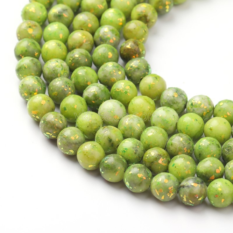 Dyed Green Opal Color Calcite Smooth Rounds, Approx 6-10mm, 38cm/strand