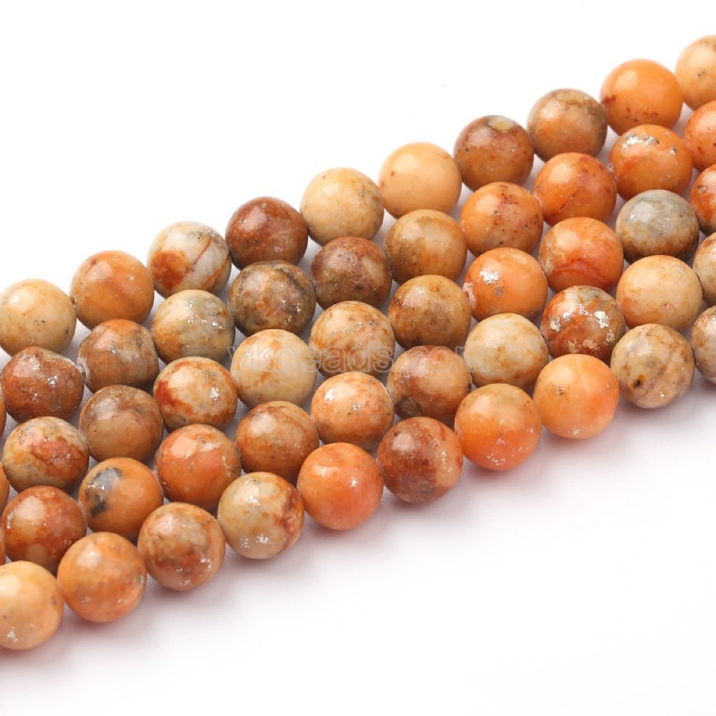 Dyed Orange Opal Color Calcite Smooth Rounds, Approx 6-10mm, 38cm/strand