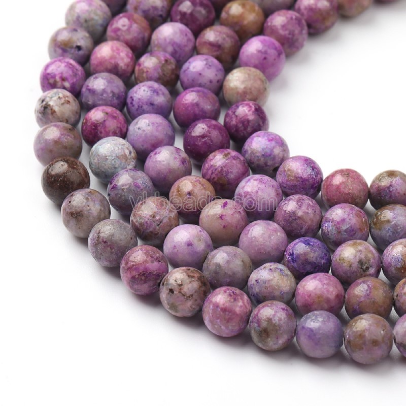 Dyed Purple Color Calcite Smooth Rounds, Approx 6-10mm, 38cm/strand