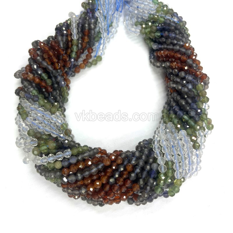 Ombre Mixed Stone Faceted Rounds, Approx 4mm, 38cm/strand