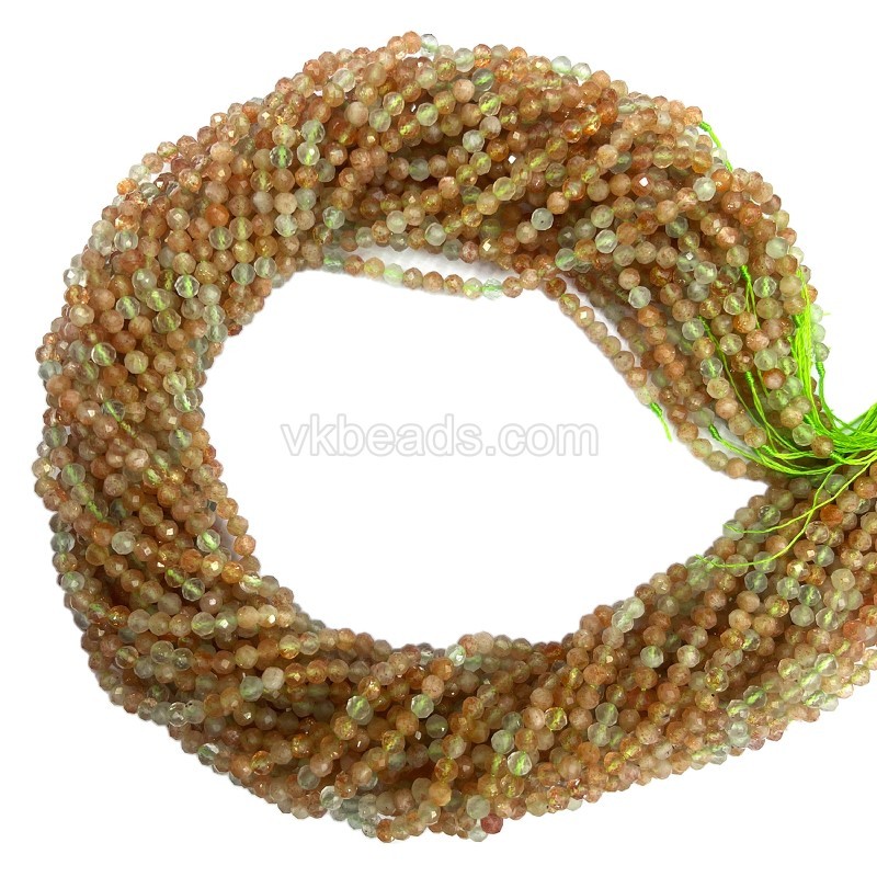 Arusha Sunstone Faceted Rounds, Approx 3mm, 38cm/strand