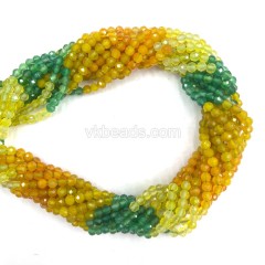 Yellow&Green Agate Faceted Rounds, Approx 4mm, 38cm/strand
