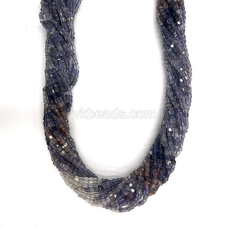 Ombre Iolite Faceted Cubes, Approx 2x2mm, 38cm/strand