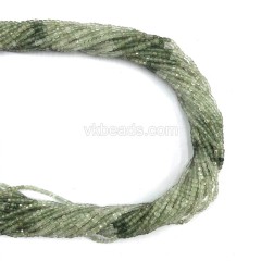 Ombre Green Rutilated Quartz Faceted Cubes, Approx 2x2mm, 38cm/strand