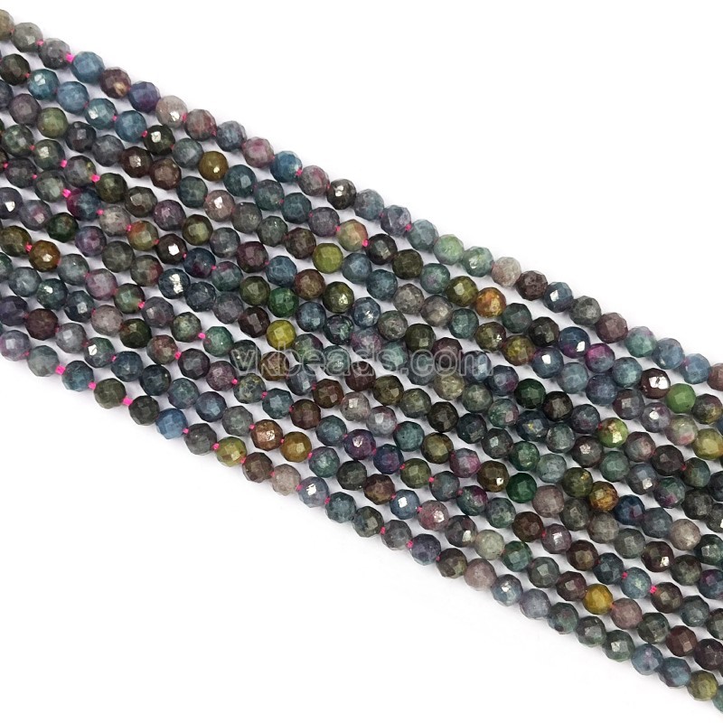 Green Sapphire Faceted Rounds, Approx 3mm, 38cm/strand