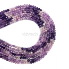 Ombre Purple Lilac Lepidolite Faceted Rounds, Approx 4mm, 38cm/strand