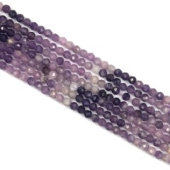 Ombre Purple Lilac Lepidolite Faceted Rounds, Approx 4mm, 38cm/strand