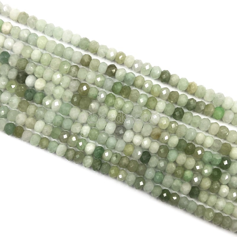 Burma Jade Faceted Rondelles, Approx 3x4mm, 38cm/strand