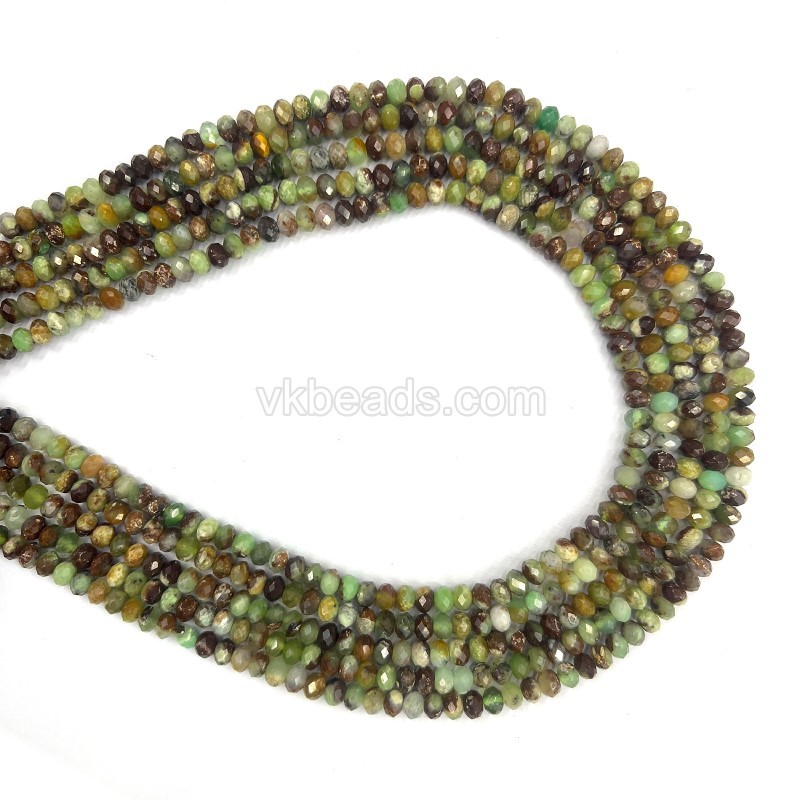 Chrysoprase Faceted Rondelles, Approx 2x3mm, 38cm/strand
