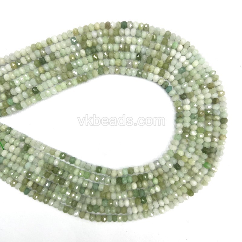 Burma Jade Faceted Rondelles, Approx 3x4mm, 38cm/strand