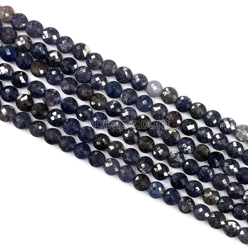 Sapphire Faceted Coins, Approx 4mm, 38cm/strand
