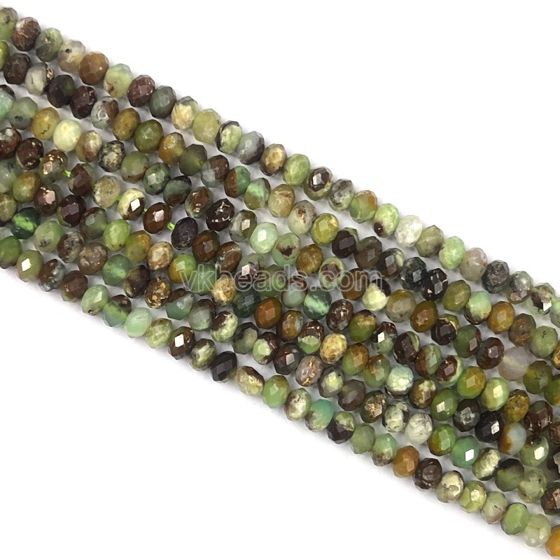 Chrysoprase Faceted Rondelles, Approx 2x3mm, 38cm/strand