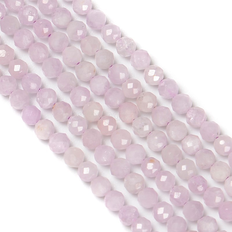 Natural Kunzite Faceted Rounds, Approx 2-4mm, 38cm/strand